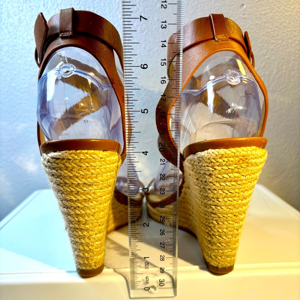 Michael Kors Kaylee Tan Espadrille Wedge Leather Sandals size 8M - Picture 7 of 9